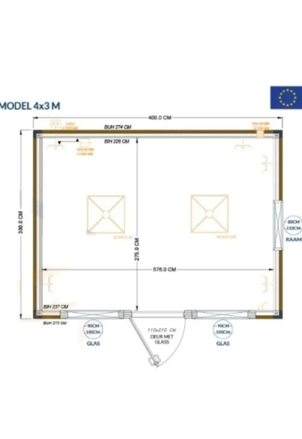 Conteneur Bureau 4×3 mètres modèle Berlin